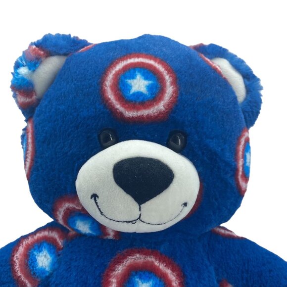 Build-A-Bear Captain America Shield Pattern Marvel Avengers Teddy Bear Plush - Picture 2 of 10